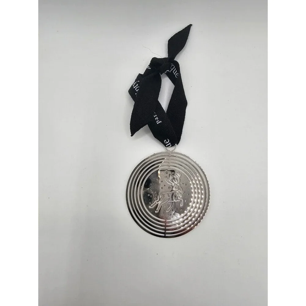 Diptyque Paris Stag Metal Ornament Silver Tone With Black Ribbon